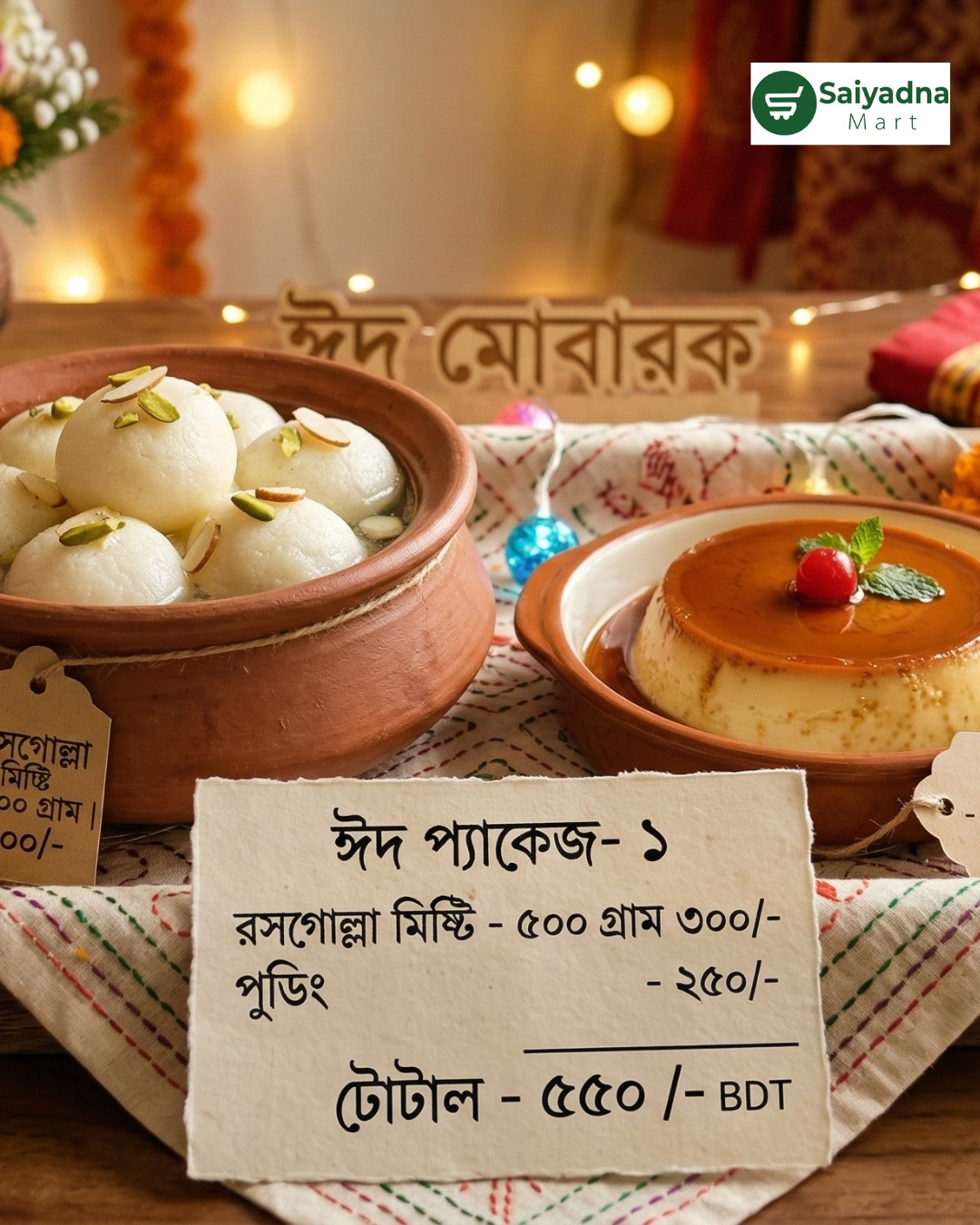 Eid package-1 (রসগোল্লা মিষ্টি), (স্পেশাল পুডিং)